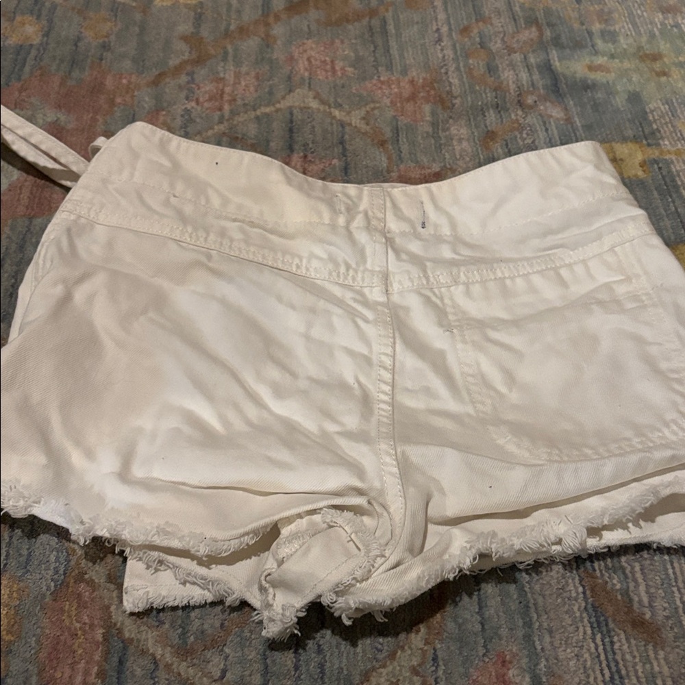 Free People White Wrap Skirt with Frayed Hem - Picture 2 of 4